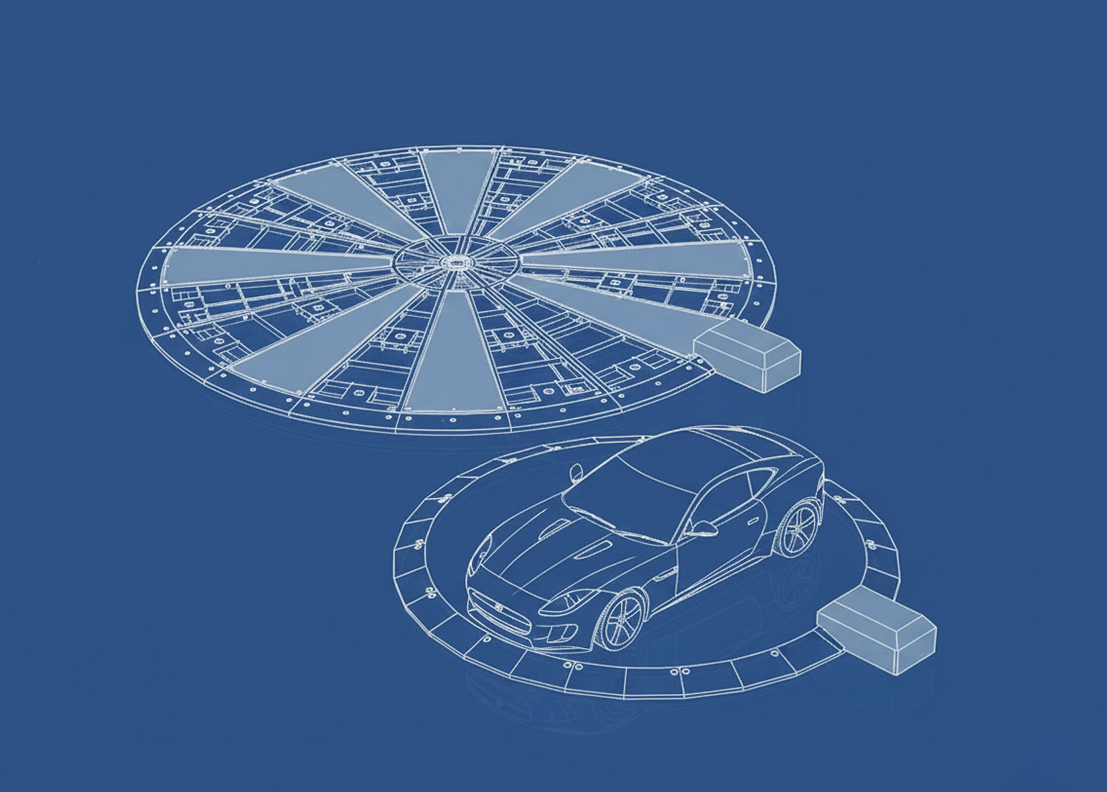 Close-up view of TurnTech car turntable platform
